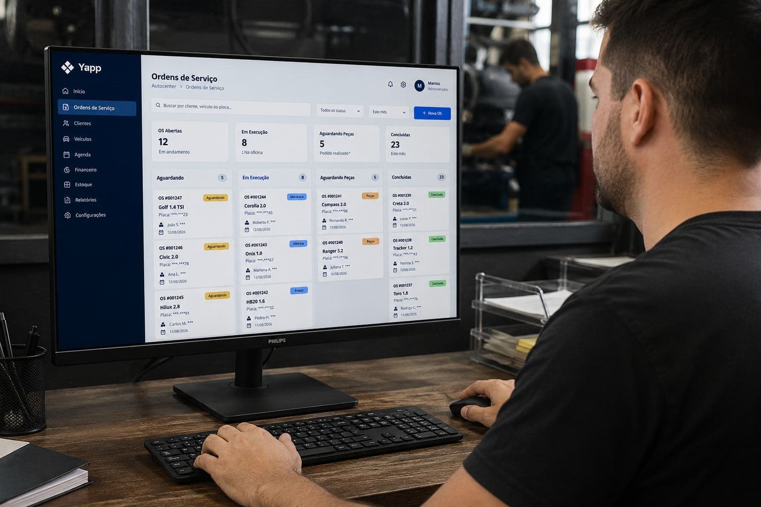 Tela de ordem de serviço do ERP Yapp